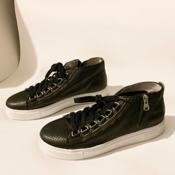 BLACKSTONE NL28 Leather Black Snake Midi Sneakers - Picture 10 of 10